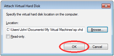 Windows VHD File, Attach
